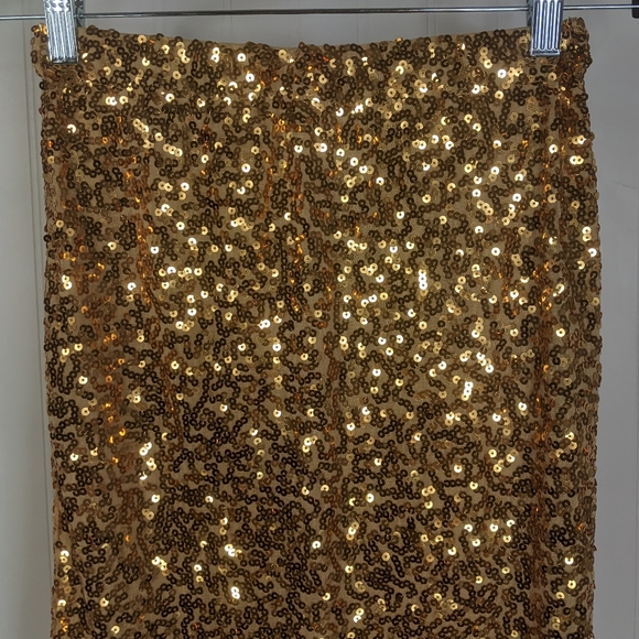 PRETTY GUIDE Gold Sequin Bodycon Pencil Skirt NWT Sz L - Picture 6 of 13
